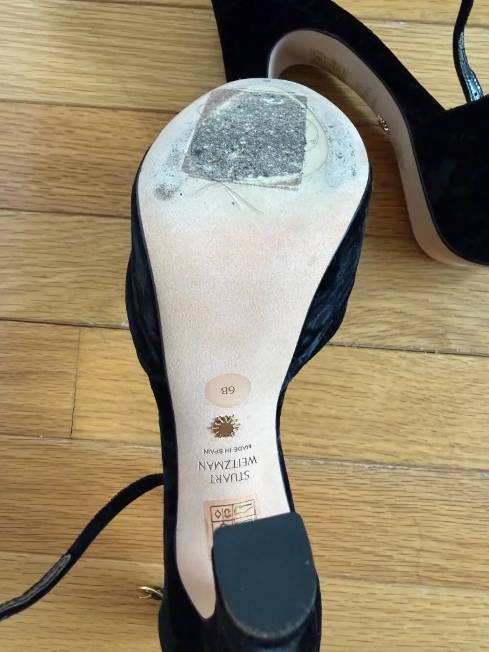 Stuart Weitzman Black Velvet High-Heeled Pumps